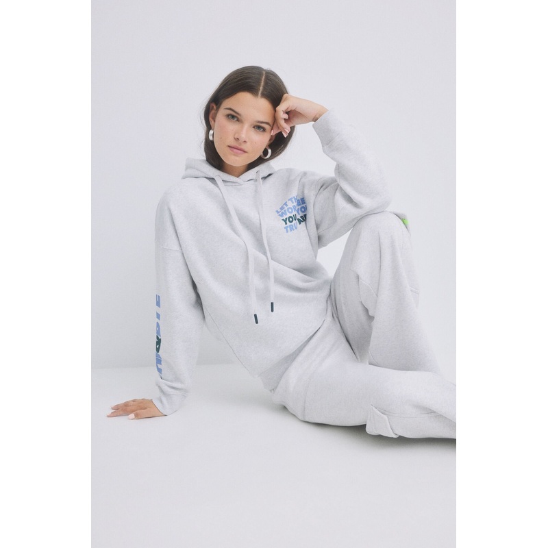 Dark Grey Plush Hoodie Logo