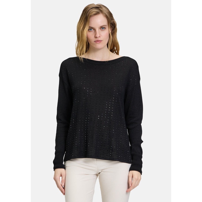 Fine Knit Sweater with Rhinestones
