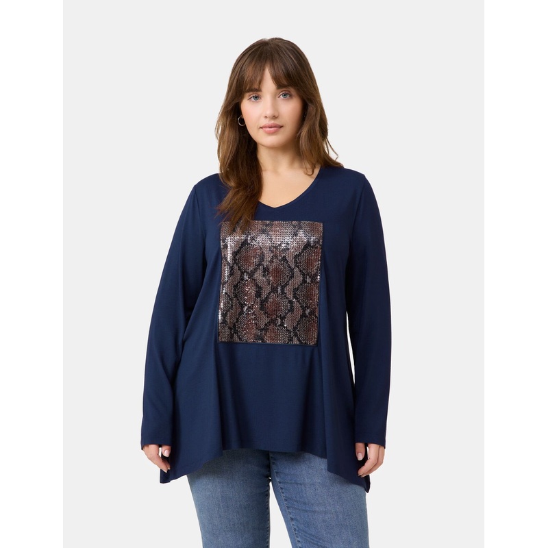 Flared Top with A Sequin Appliqu