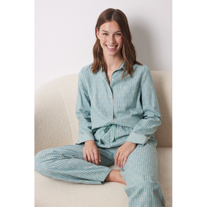 Long T-Shaired Pajama Blue Flannel
