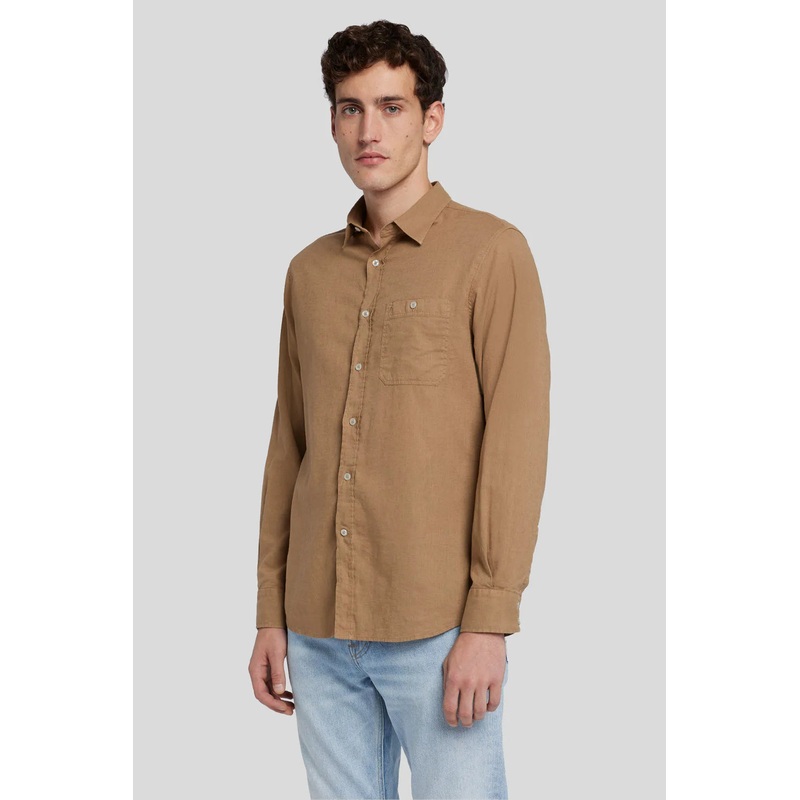 One Pocket Shirt Cotton Linen Sand