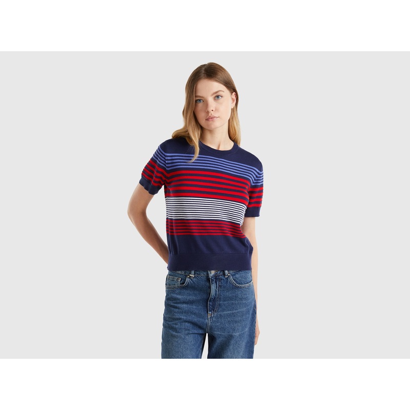 Short Sleeve Top with Stripes