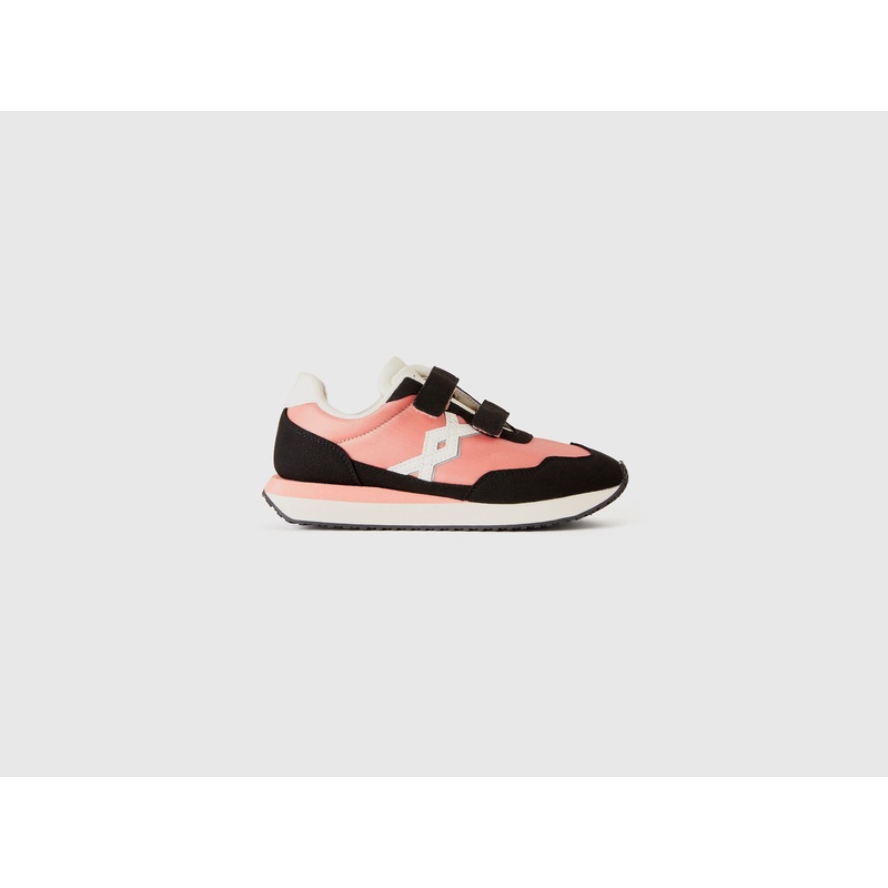 Sneakers in Nylon and Suede Fabric