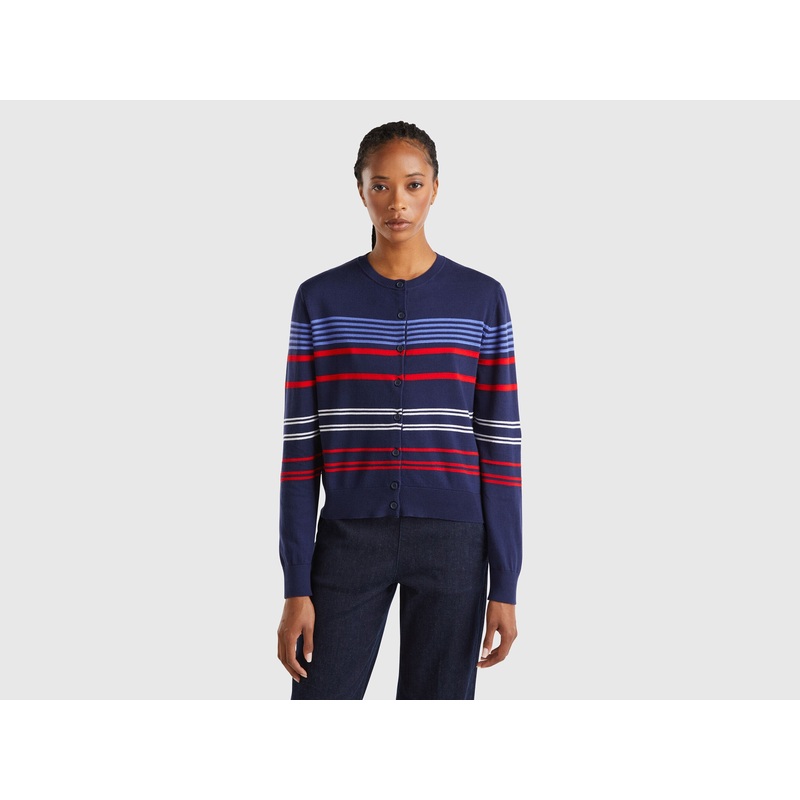 Striped Cardigan in Pure Cotton