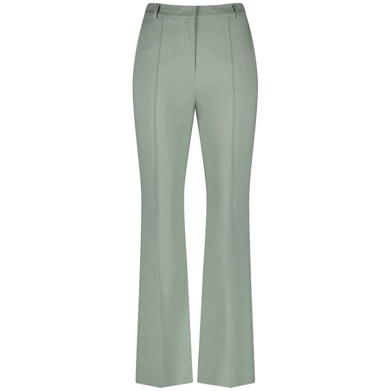 Flared Cloth Trousers with Vertical Pintucks