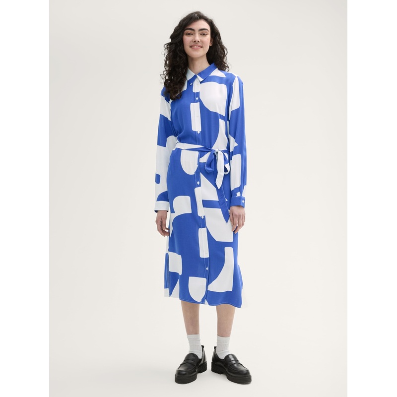 Midi Shirt Dress with An Allover Print
