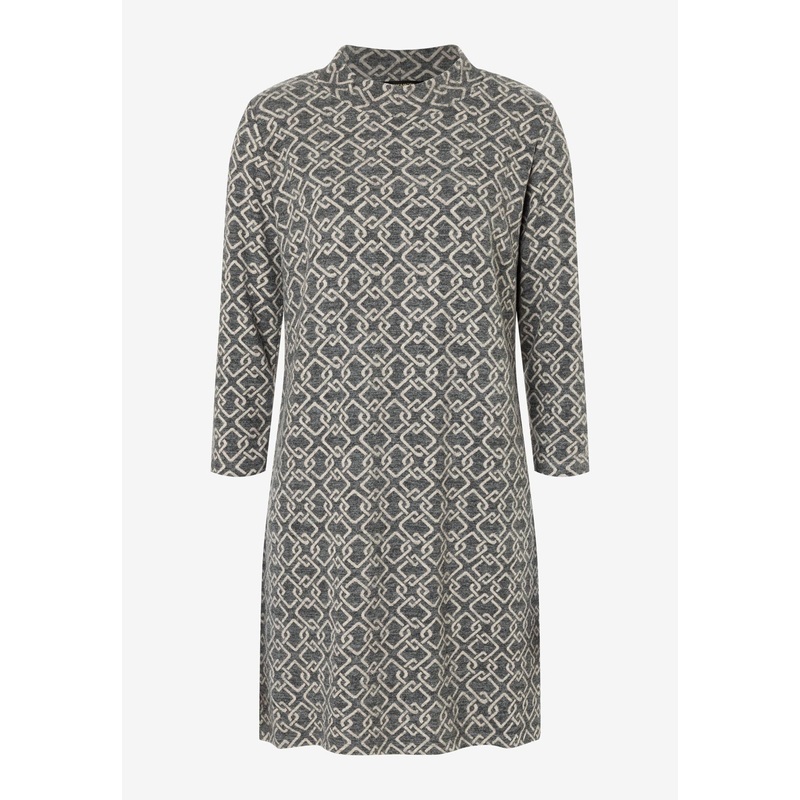 Patterned Gray Jersey Dress