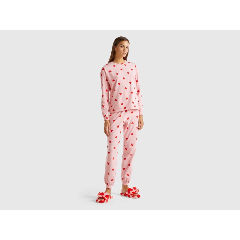 Trousers in Warm Cotton with Hearts