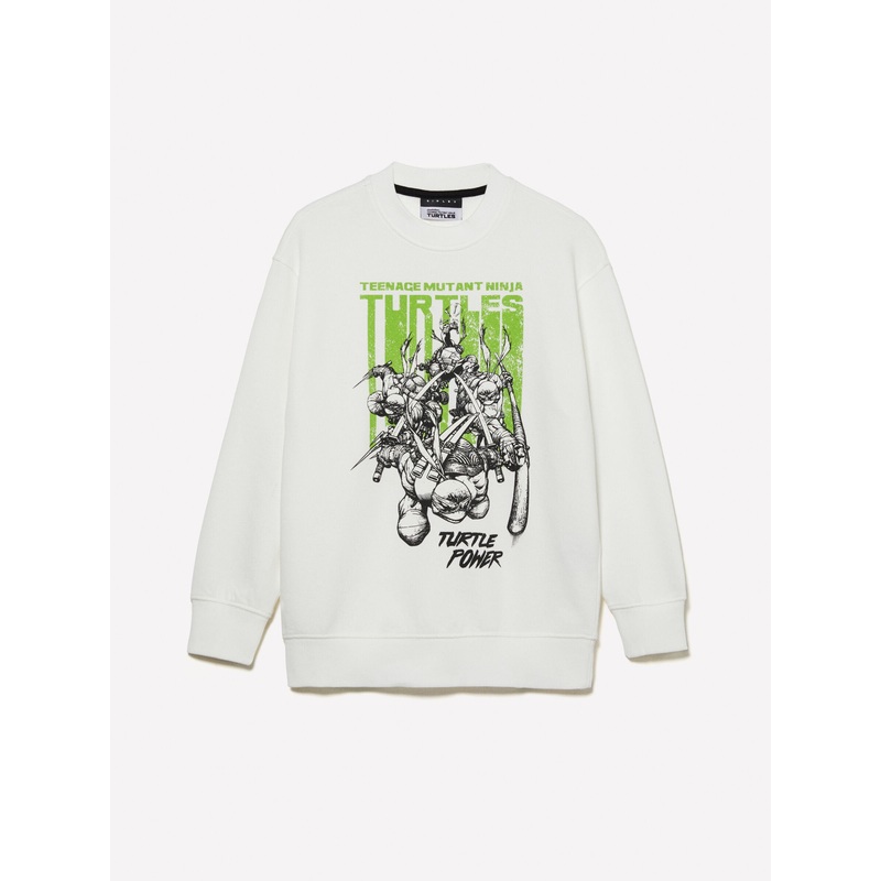 White Sweatshirt with Teenage Mutant Ninja Turtles Print