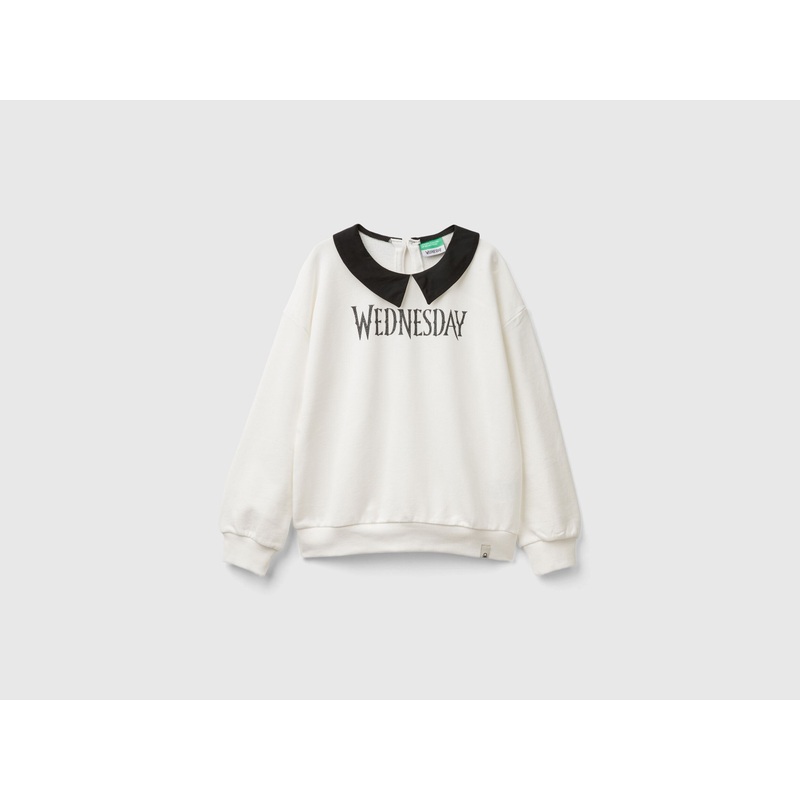 White Wednesday Addams Collared Sweatshirt