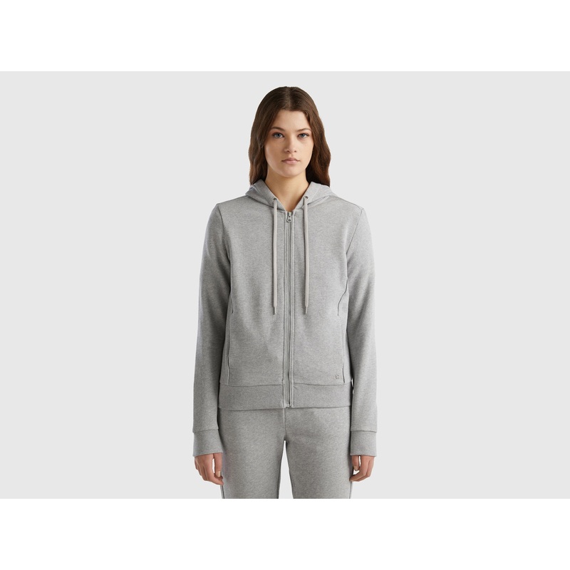 100% Cotton Sweatshirt with Zip and Hood