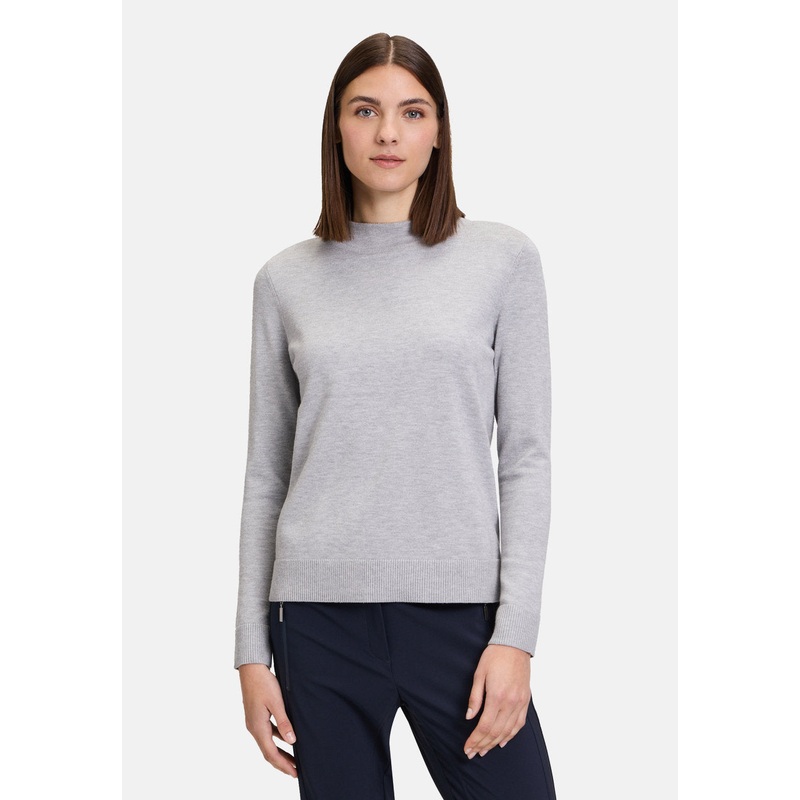 Basic Knitted Sweater with Stand-Up Collar