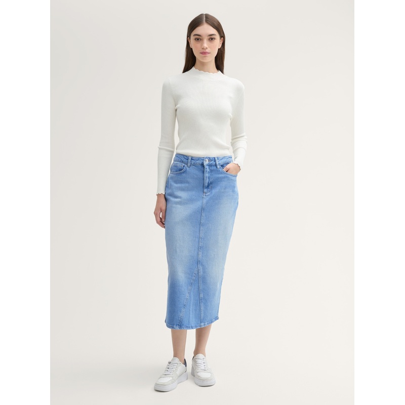 Midi Denim Skirt in Recycled Cotton