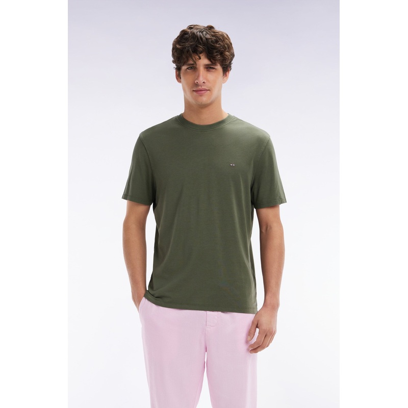 Straight-Fit Khaki Short-Sleeved T-Shirt
