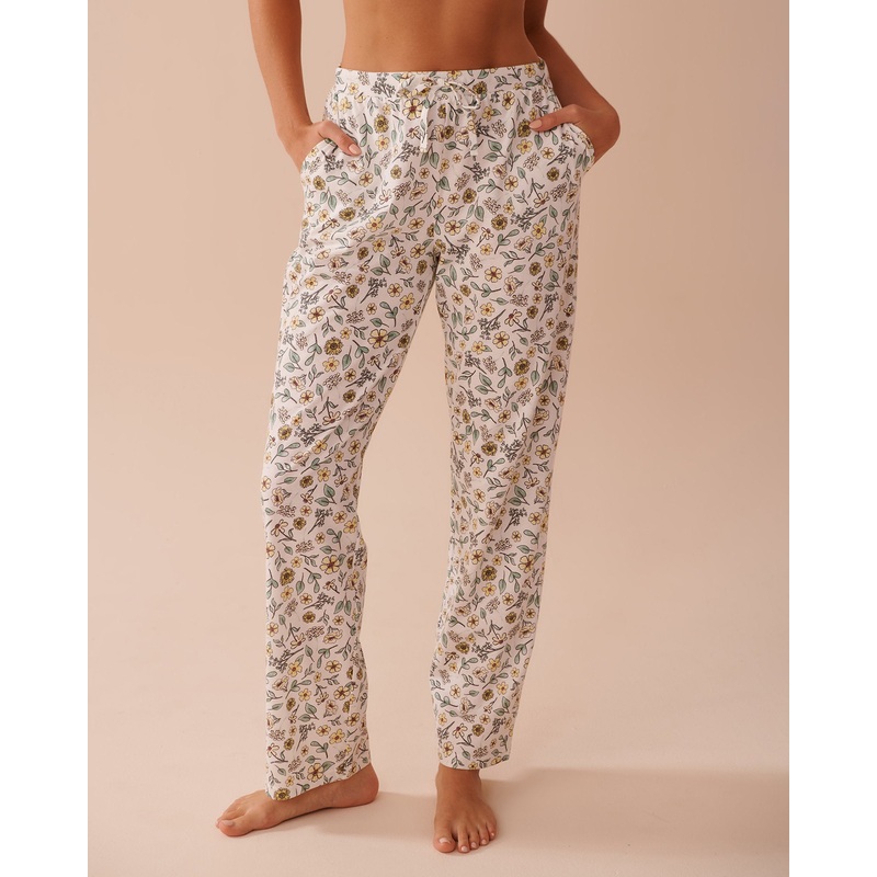 Sunflower Print Cotton Pajama Pants