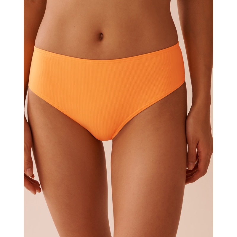 Sunset Ribbed Mid Waist Cheeky Bikini Bottom
