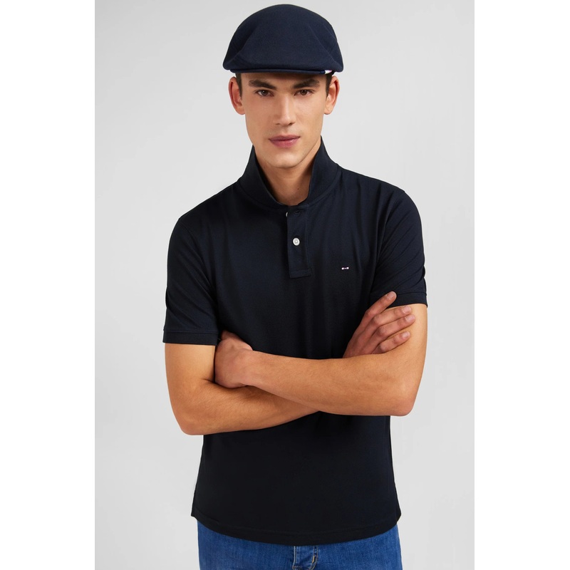 Black Stretch Pima Cotton Polo