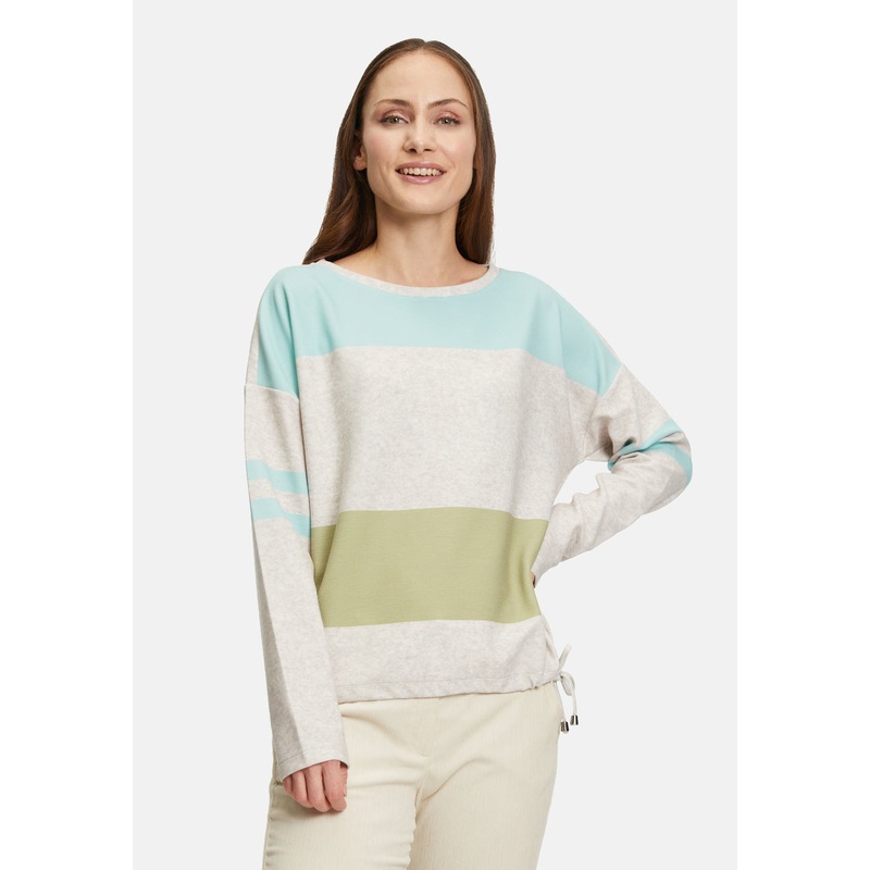 Color-Block Sweatshirt with Adjustable Hem
