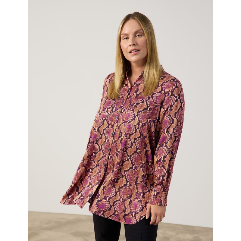 Long Blouse with A Snakeskin Print