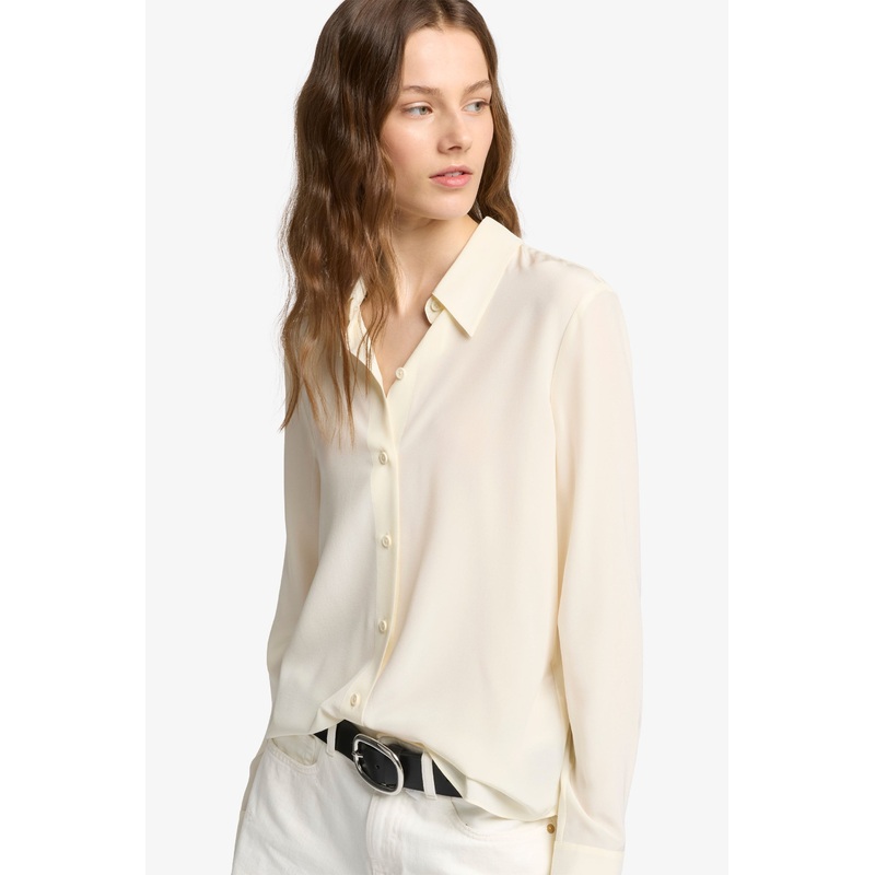 LS Slim Fit Blouse Silk Ivory