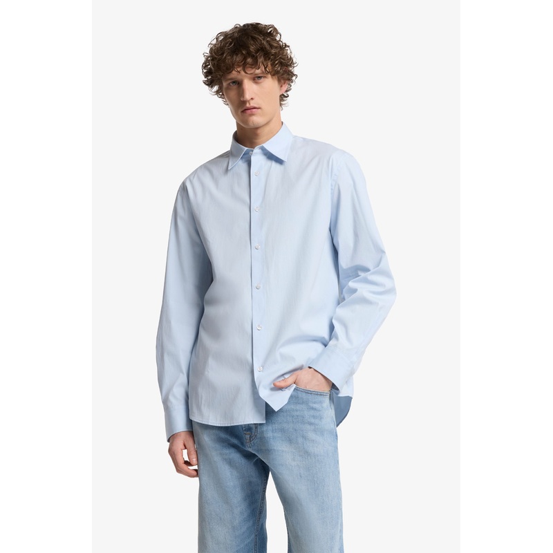 Regular L/S Shirt Popeline Ice Blue