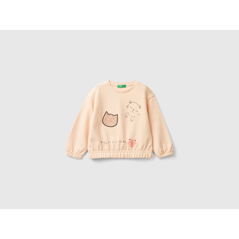 Sweatshirt with Print and Sequins