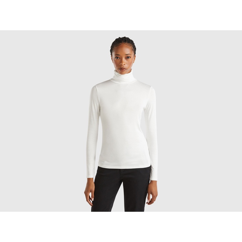 Turtleneck T-Shirt in Stretch Viscose