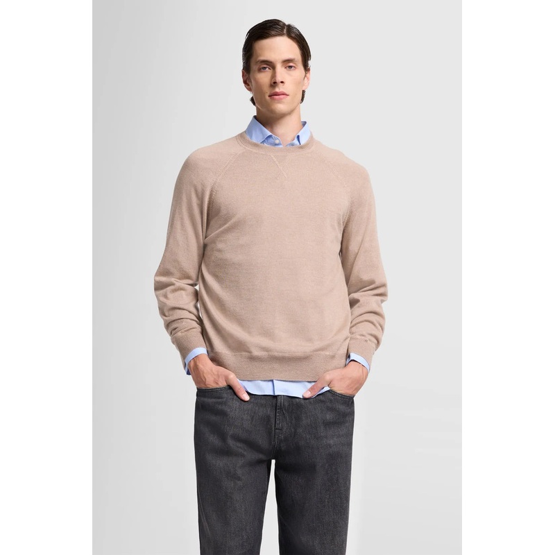 Crew Neck Knit Merino Beige Melange