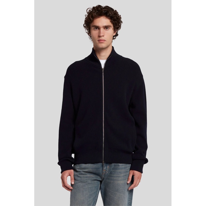 Full Zip Sweater Luxe Performance Navy