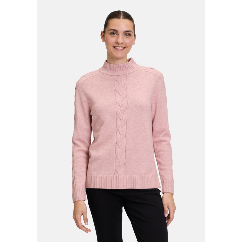 Knitted Sweater with Stand-Up Collar