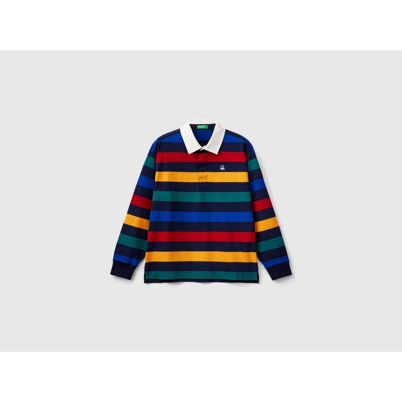 Multicolor Striped Rugby Polo