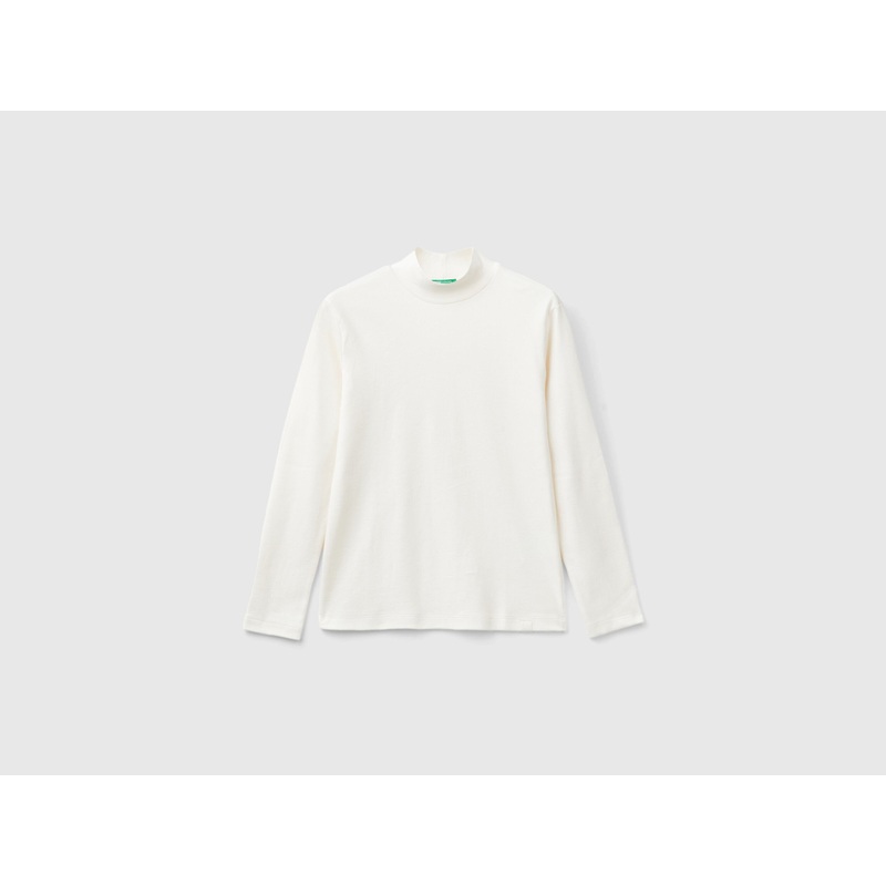 Ribbed Knit Turtleneck T-Shirt