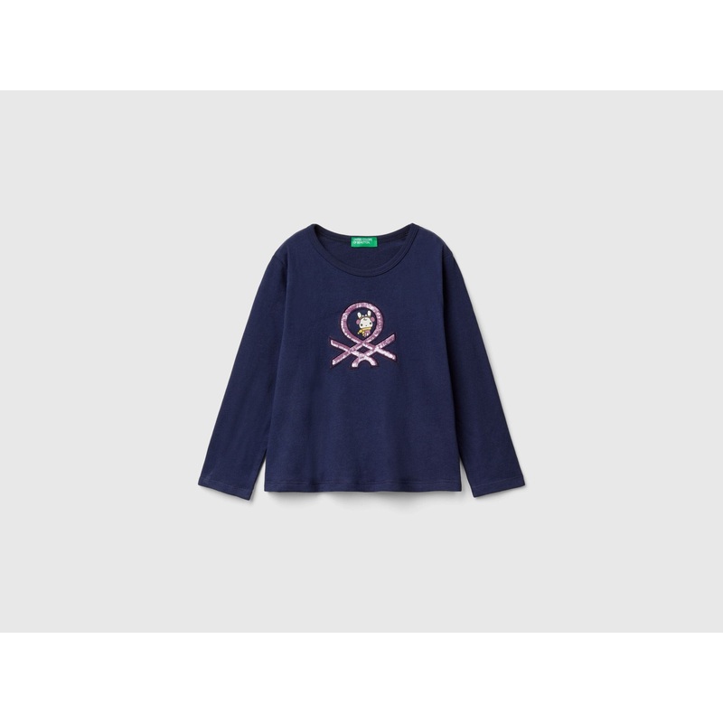 T-Shirt with Print and Sequins