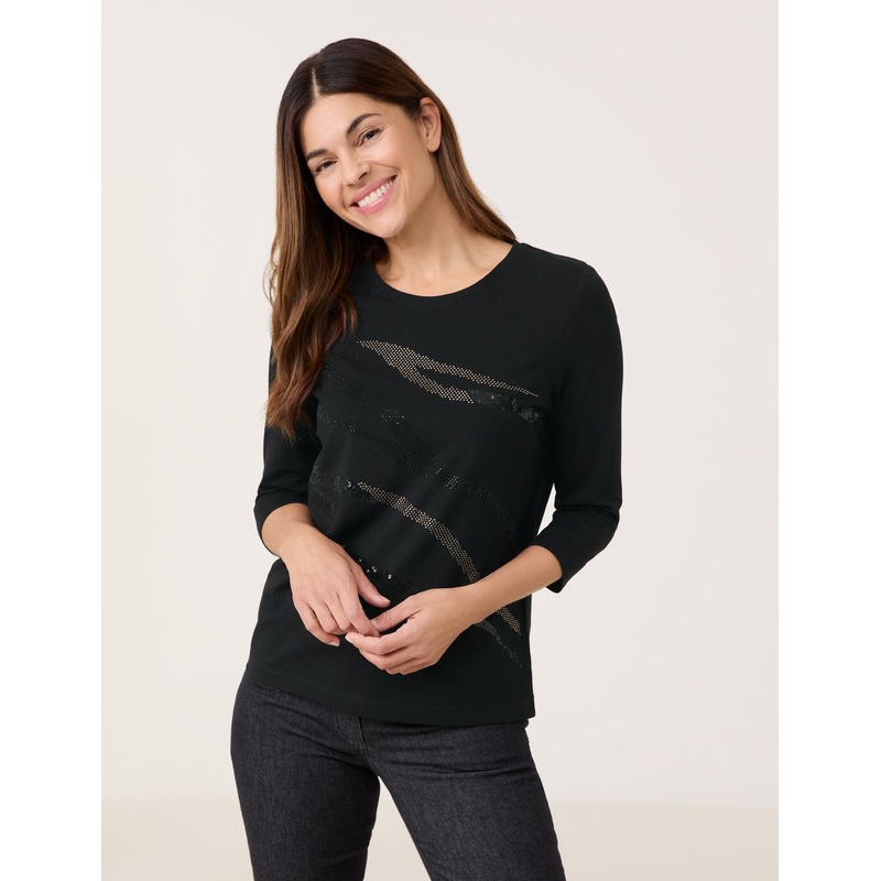 3/4 Arm Shirt Mit Dekorative Front