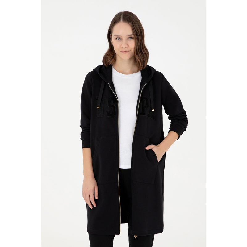 Black Long Hoodie with Zipper