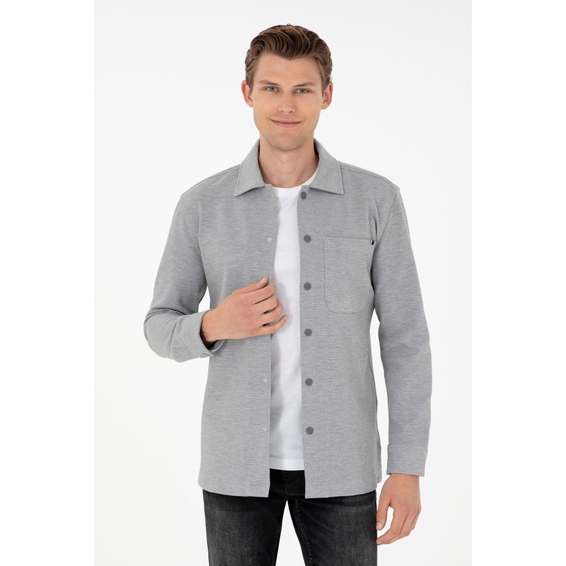 Grey Button Down Woven Shirt