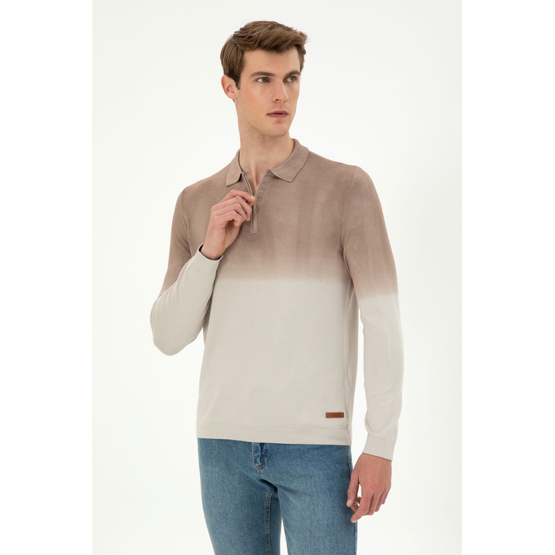 Multi-Color Ombre Knitwear Polo Shirt