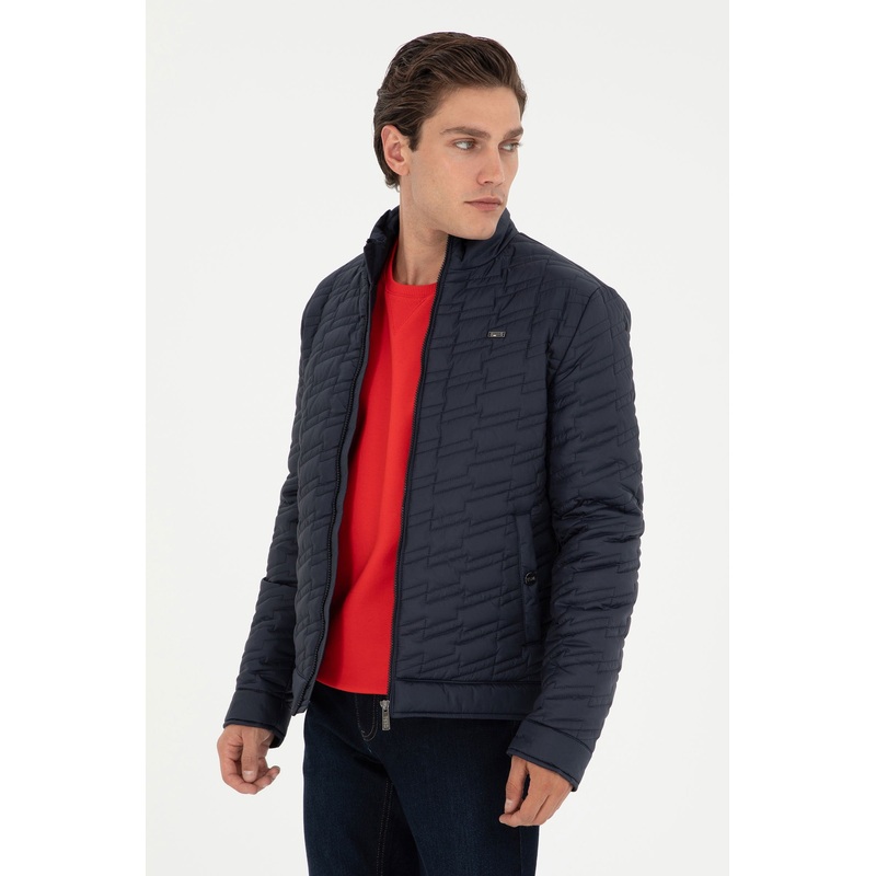 Navy Blue Quilted Puffer Jacket