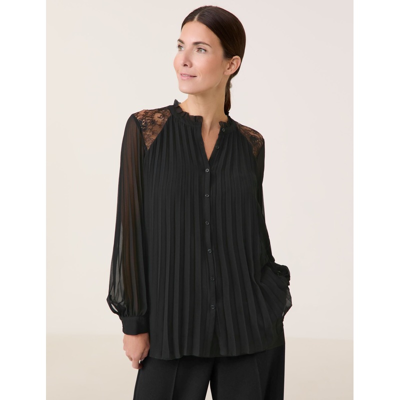 Plisse Blouse with Top Insert