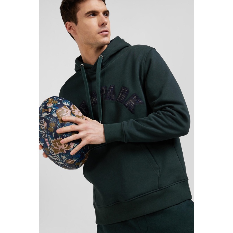 Relaxed Green Cotton Blend Hoodie