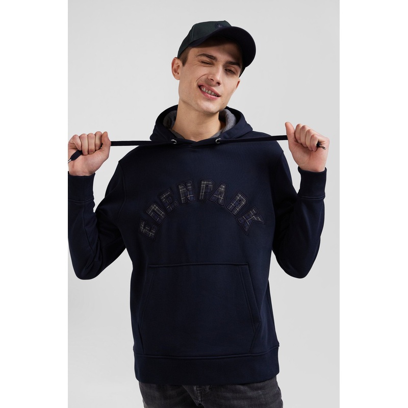 Relaxed Navy Blue Cotton Blend Hoodie