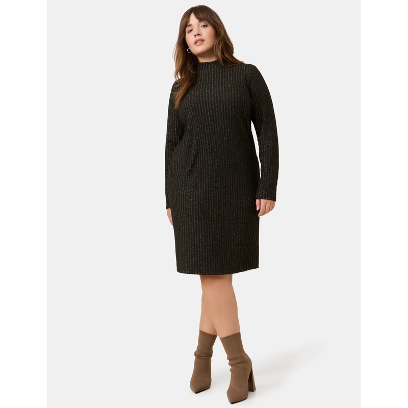 Ribbed Dress with Glitter Effect