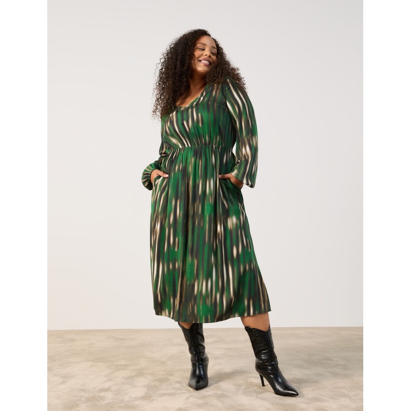 V-Neck Midi Dress