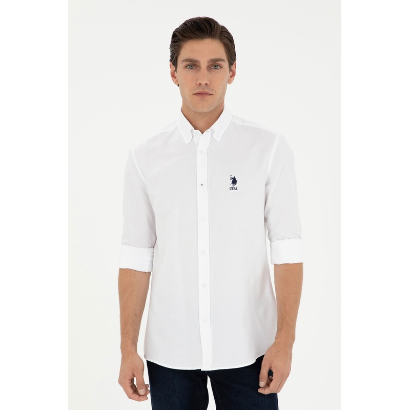 White Button Down Woven Shirt