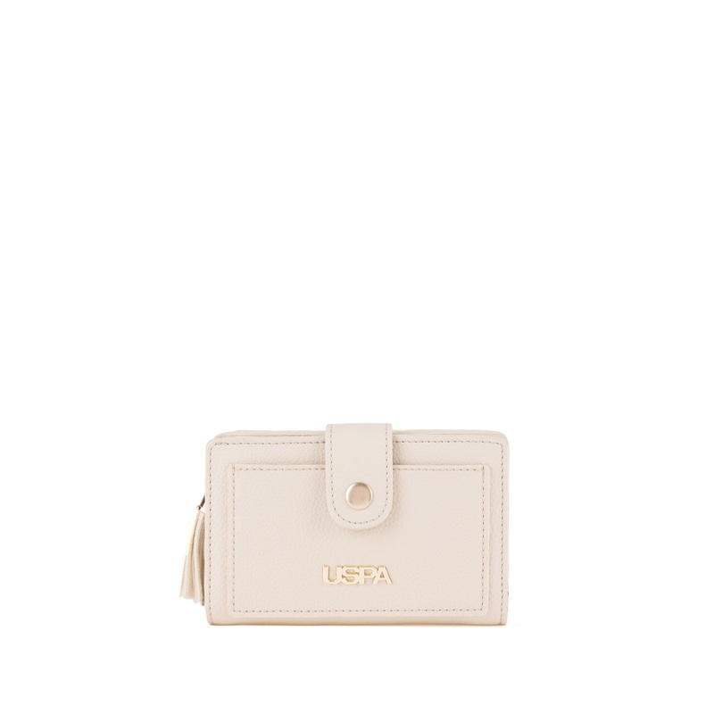 White Small Wallet with Button Closure