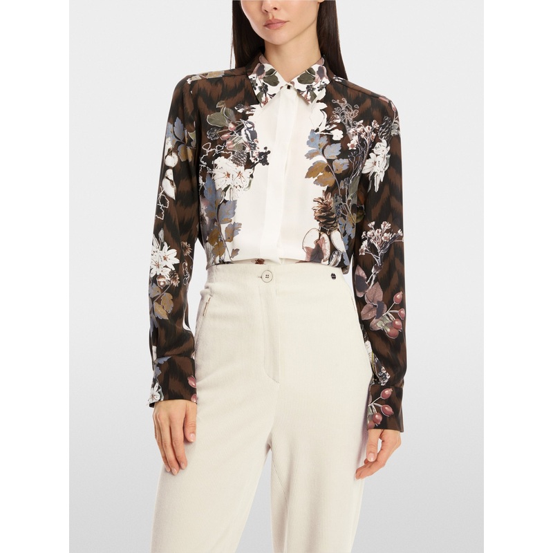 Wide Shirt Blouse In Pure Silk