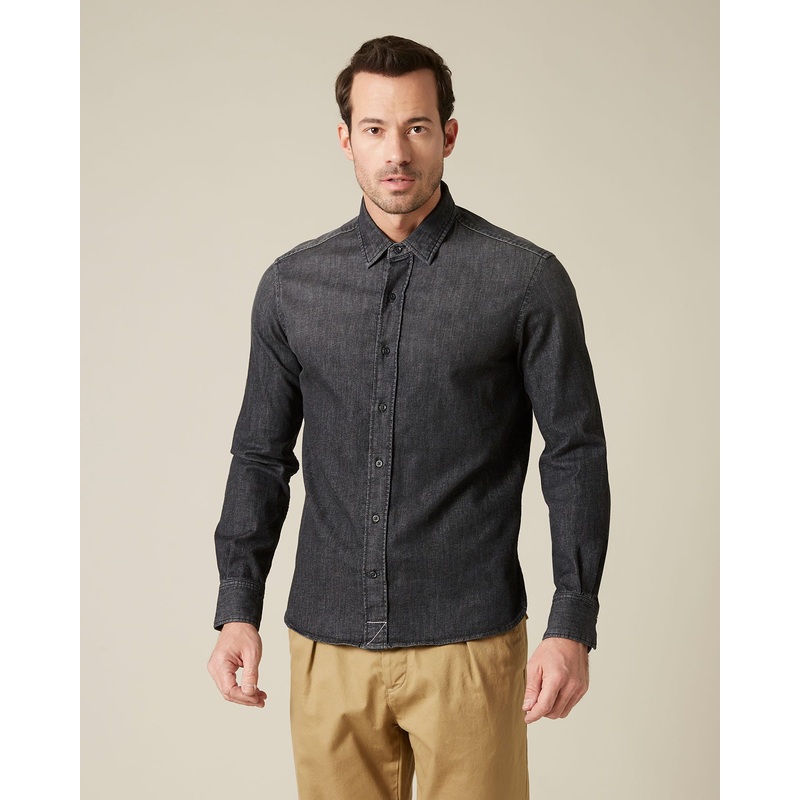 Black PLAIN SHIRT Luxe Performance Washed Black