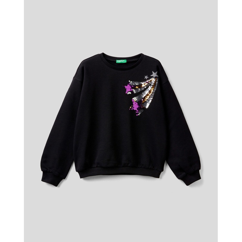 Black Sweatshirt With Reversible Sequins