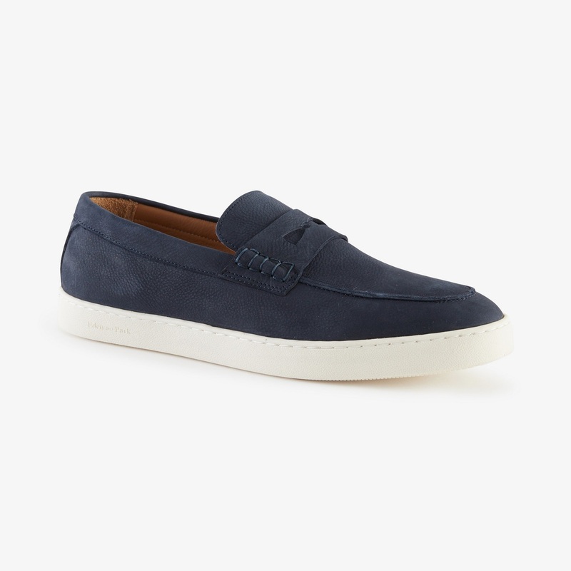 Dark Blue Moccasins In Grained Leather
