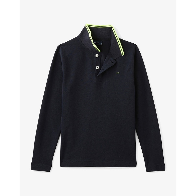 Dark Blue Polo Manches Longues